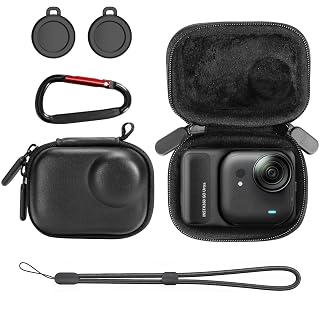 AMAZEAR Carry Case for Insta360 Go Ultra Accessories, Insta 360 Go-Ultra Portable and Compact Travel Bag Hard Leather Case with Soft Inner for Protection, Organization, and Storage, Black - Amazon product rated Grade A