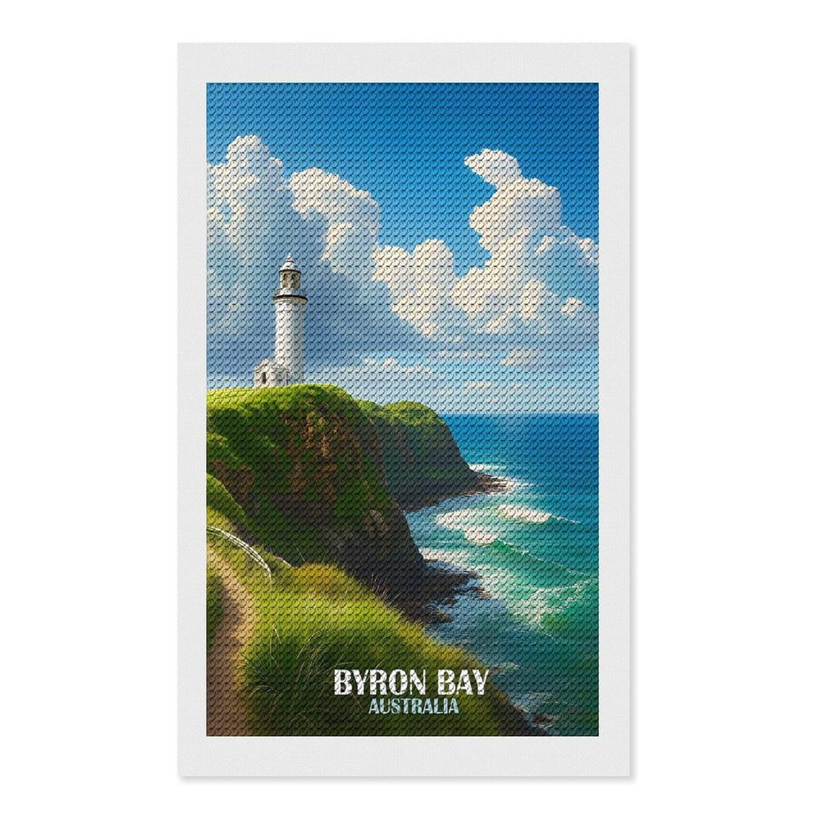 Junmoney Byron Bay Lighthouse, Australia Diamond Painting Set 12"x20", for Beginners, Modern Decor, Simple to Start, Gift Idea, Pleasing Wall Art Project