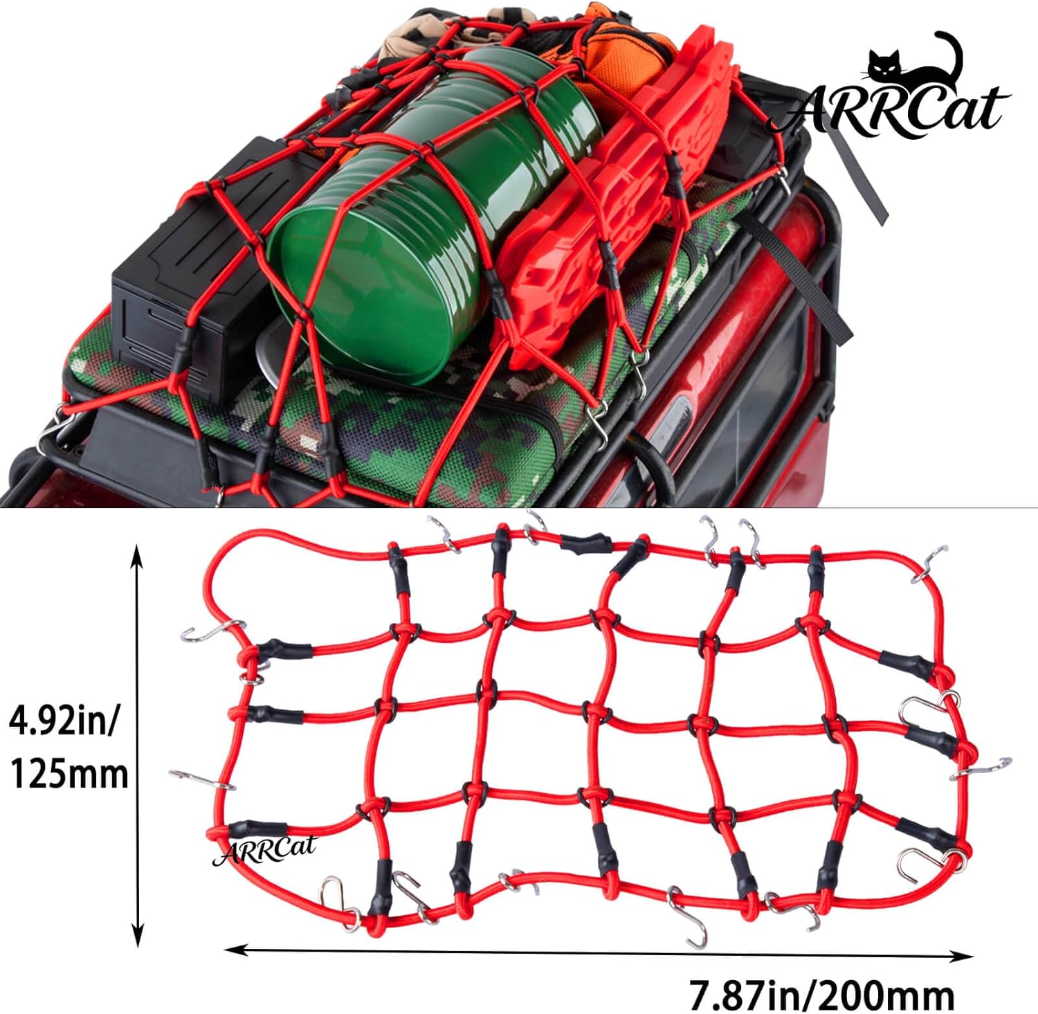 RC Roof Luggage Tent Bag Decoration Upgrades Part for 1/10 Trx4 Trx6 SCX10 GEN 7/GEN 8,Toolbox Luggage Case/Net/Bag,Recovery Board,Tank,Oil Drum,Pot Bag,Shovel,Elastic Force Rope,Navy Blue