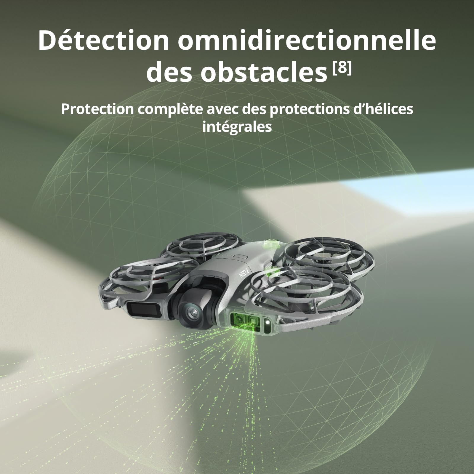 DJI Neo 2 (drone seul), léger, décollage & atterrissage du creux de la main, contrôle gestuel, ActiveTrack, détection obstacles omnidirectionnelle, drone 4K pour débutants