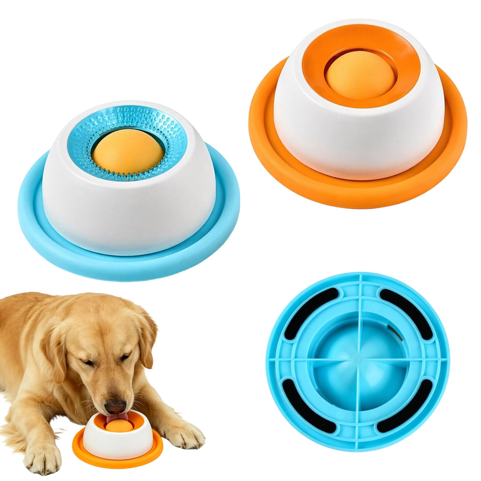 2 Pack Dog Lick Bowl with Ball, Large Slow