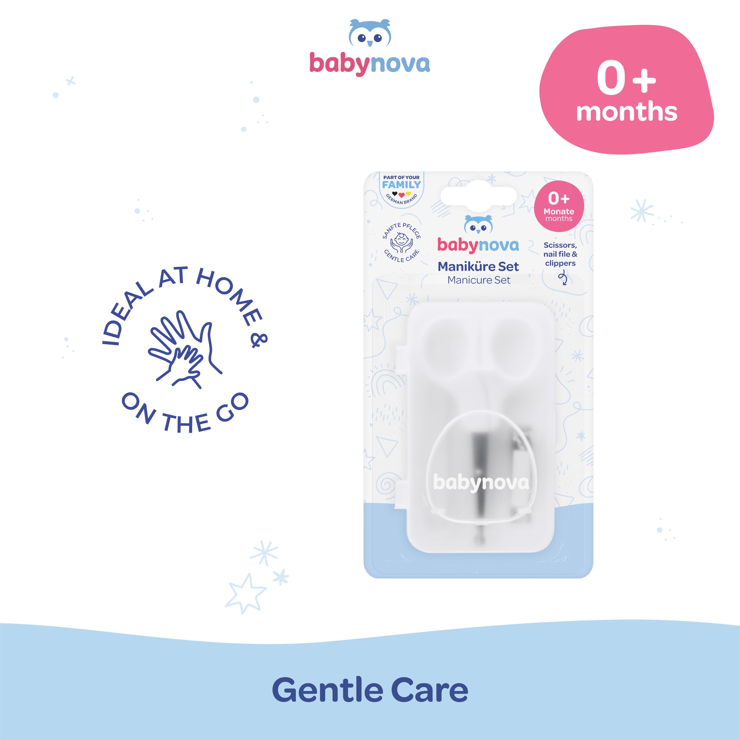 babynova Set Manucure pour Bébés – Kit de Soin des Ongles Sûr avec Ciseaux à Pointe Arrondie, Coupe-Ongles & Lime – Boîte de Rangement Hygiénique pour les Voyages & l’Usage Quotidien – Sans BPA