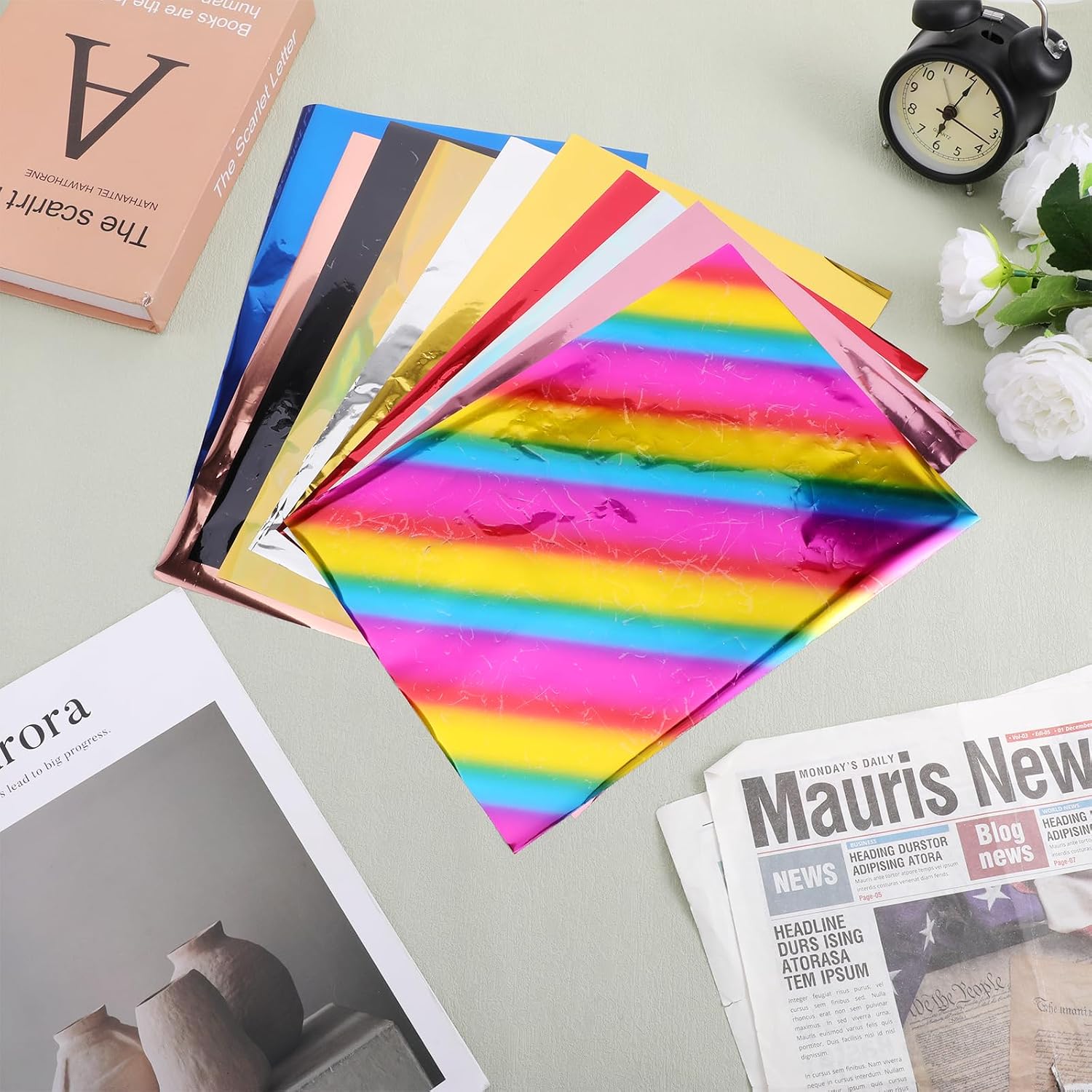 60 Sheets Toner Reactive Foil 11.4 x 8.3Inch 10 Colors