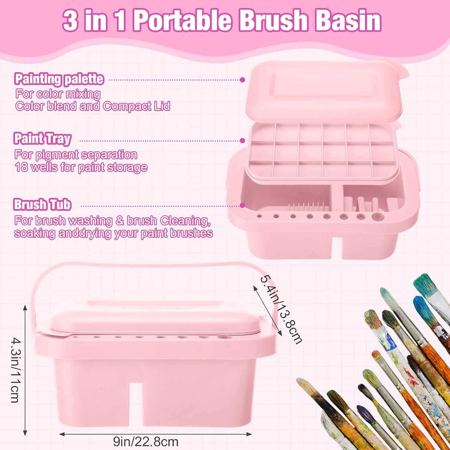 Fuyoooo 2 Pcs Painting Supplies Set with Silicone Painting Mat & Paint Brush Cleaner Bucket for Crafts Paint Brush Holder Organizer with Palette Party Art Supplies for Kids, Adults & Beginners