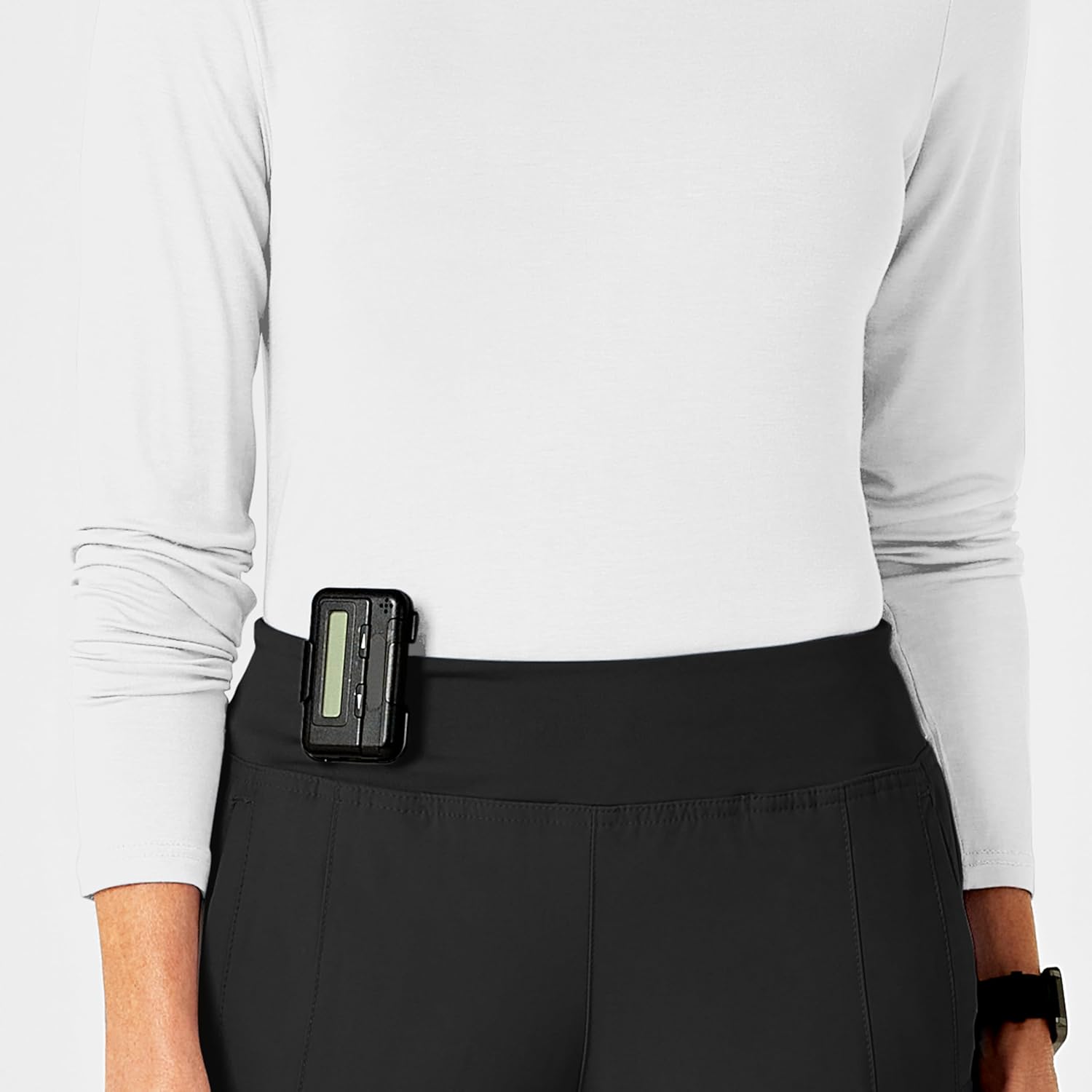 Wink Layers Scrubs for Women, Long Sleeve Silky Tee White - Image 7