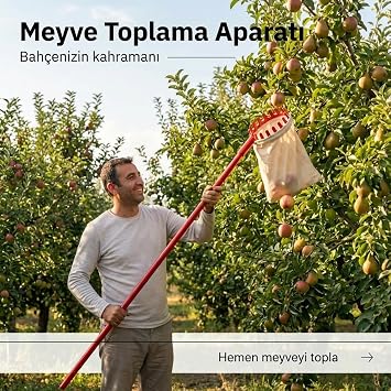 Meyve Toplama Aparatı Plastik Bez Torbalı