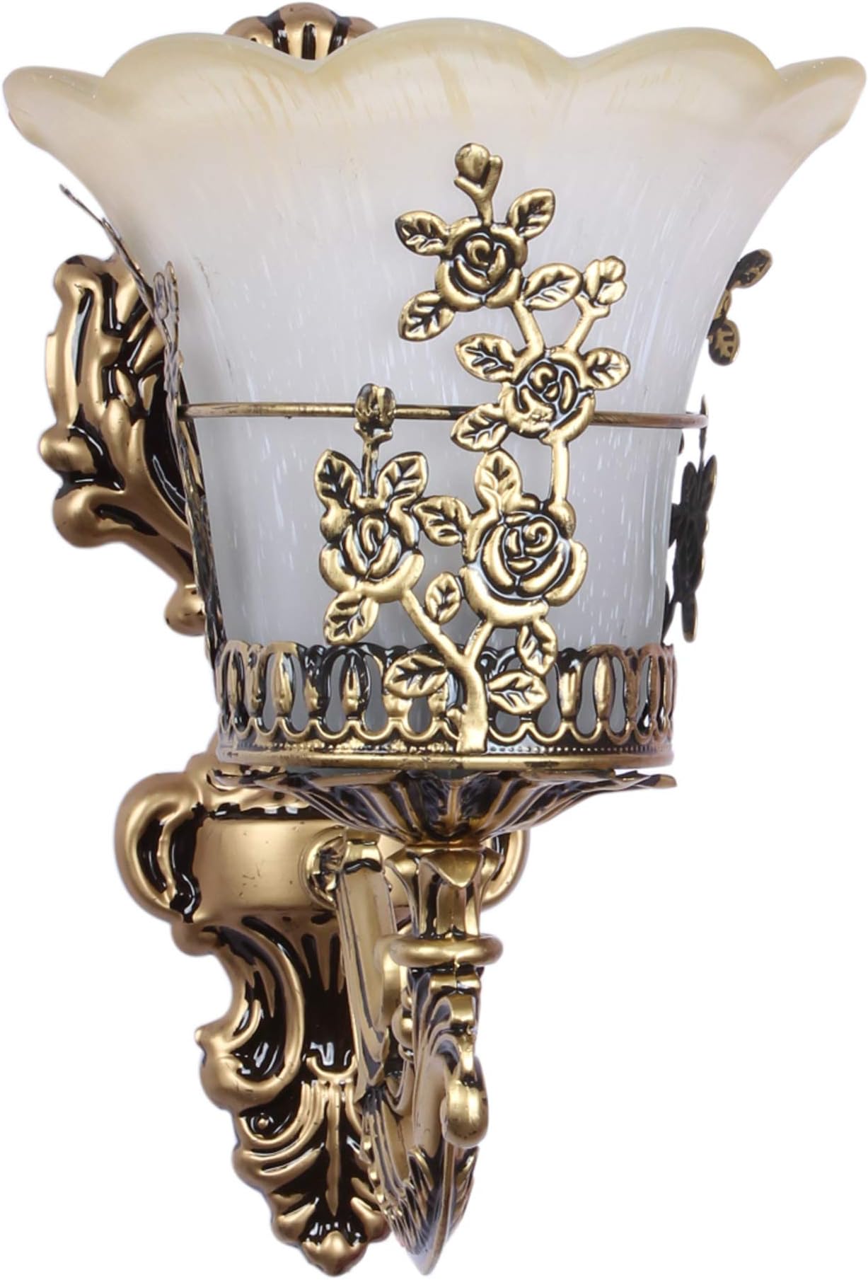 - RJKART Glass and Iron Antique Portuguese Style Single Lamp Led Wall Light for Home Decor