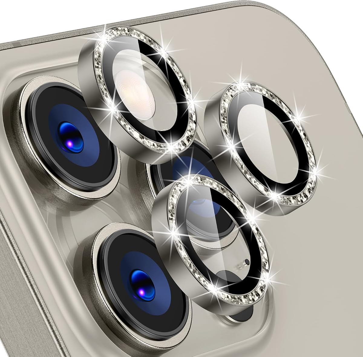 Camera Lens Protector for iPhone 16 Pro Max/16 Pro/15 Pro Max/15 Pro | Metal Aluminum Alloy Tempered Glass Cover Bling Camera Screen Protector Accessories, Case Friendly