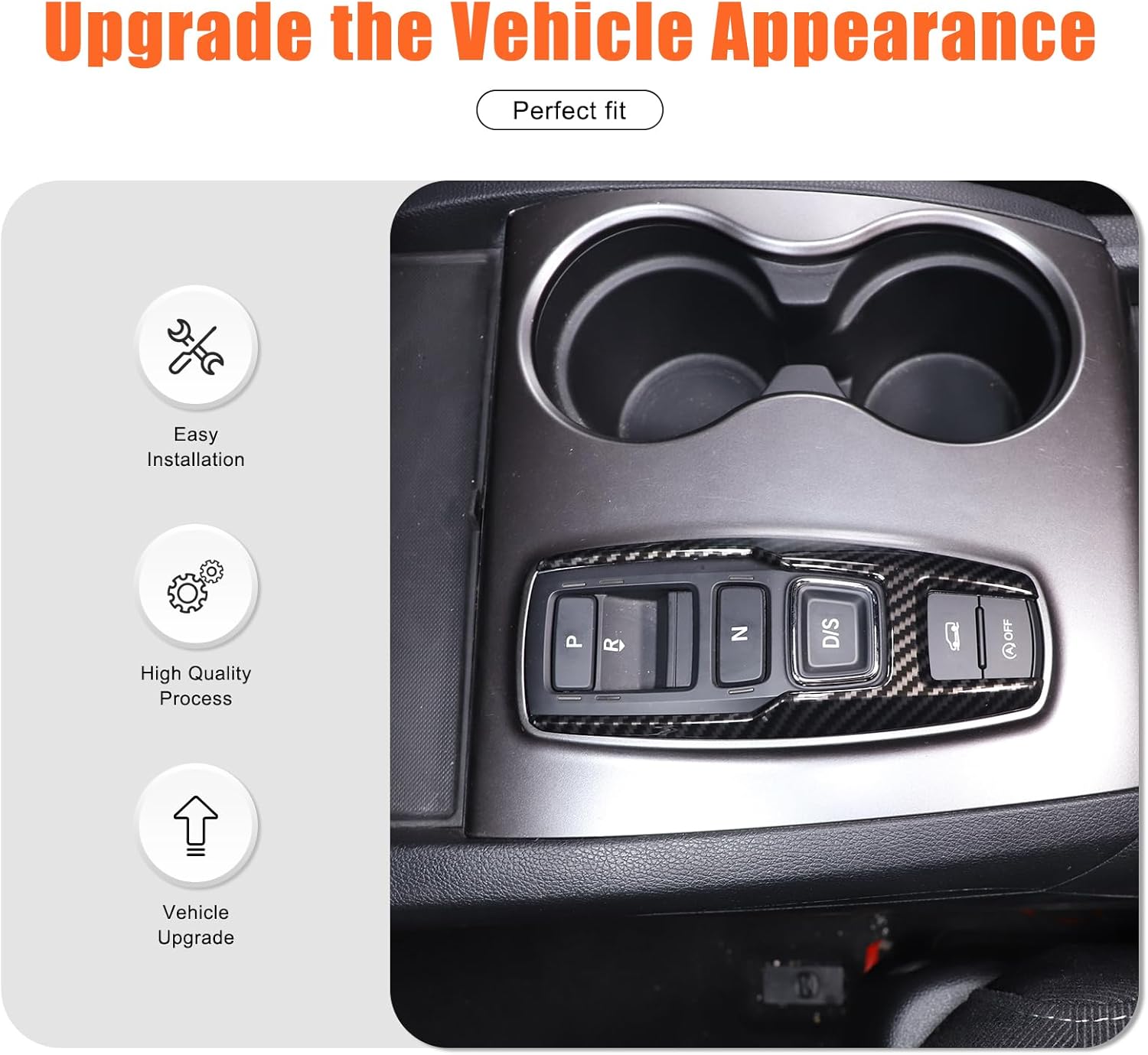 Gear Shift Panel Cover Trim Fit for Honda Pilot 2016-2022 Ridgeline 2020-2023 Passport 2019-2023 Console Gear Button Panel Edge Protective Trim (Carbon Fiber Pattern)