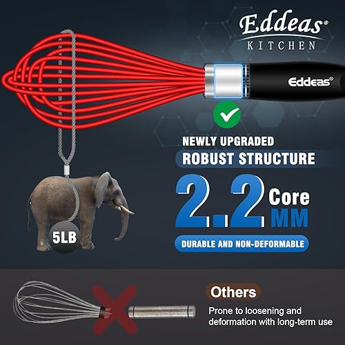 Miniatura 68 de Batidor pequeño de acero inoxidable de 10 pulgadas con mango largo para batir, batir, mezclar salsas, mezclar ingredientes, cocina pequeña Wisk