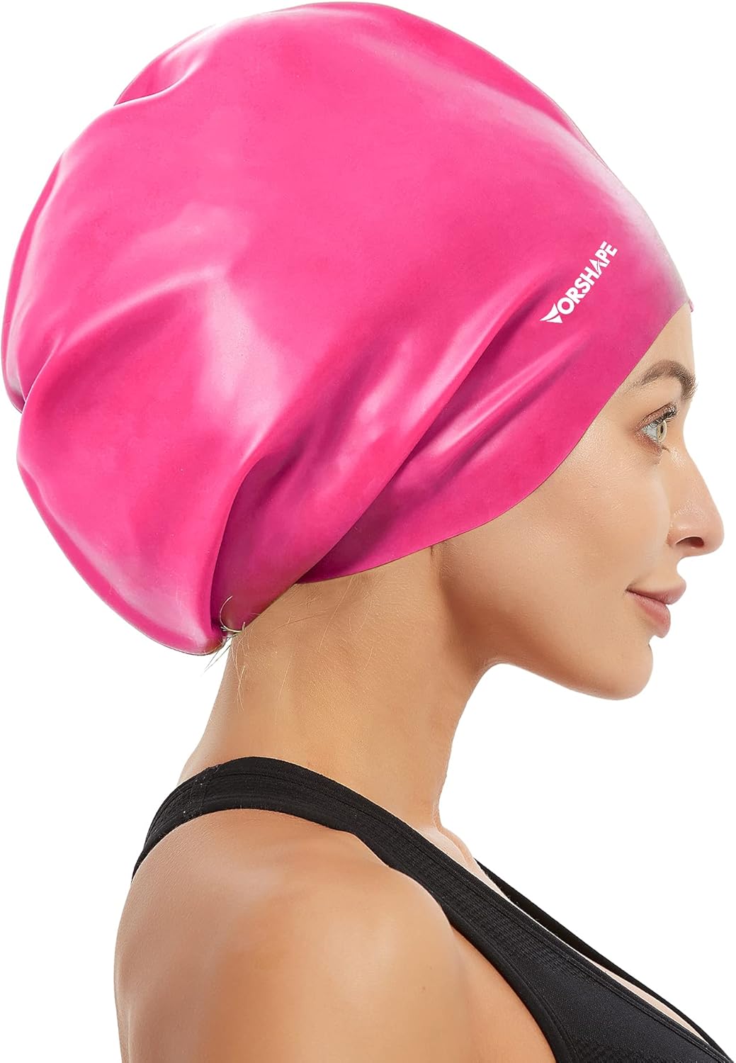 Vorshape Extra Large Swim Cap for Braids and Dreadlocks - Swimming Cap for Women Long Hair Shower Cap for Long Thick Curly Hair Locs Weaves Afros Keep Your Hair Dry (Black) : Sports & Outdoors