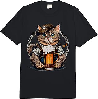 Funny Cat Beer Oktoberfest Bavaria Lederhosen Costume Comfort Colors Adult Heavyweight T-Shirt
