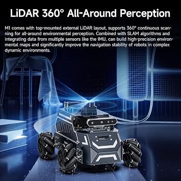 Yahboom ROS2 Smart Car Rosmaster M1 Multimodal AI Vision Large Model | SLAM Navigation Programming, Mecanum Wheels Robot(M1 Superior with RDK-X5-8GB)