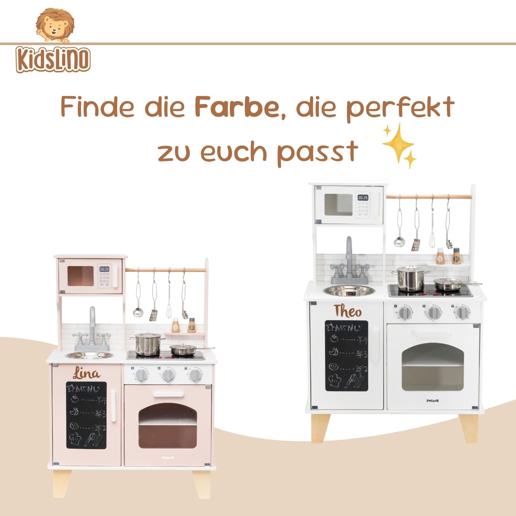 Cucina per bambini in legno personalizzabile – cucina giochi con luce e funzione sonora – cucina bambini con accessori da cucina – regalo 1 compleanno ragazza – rosa
