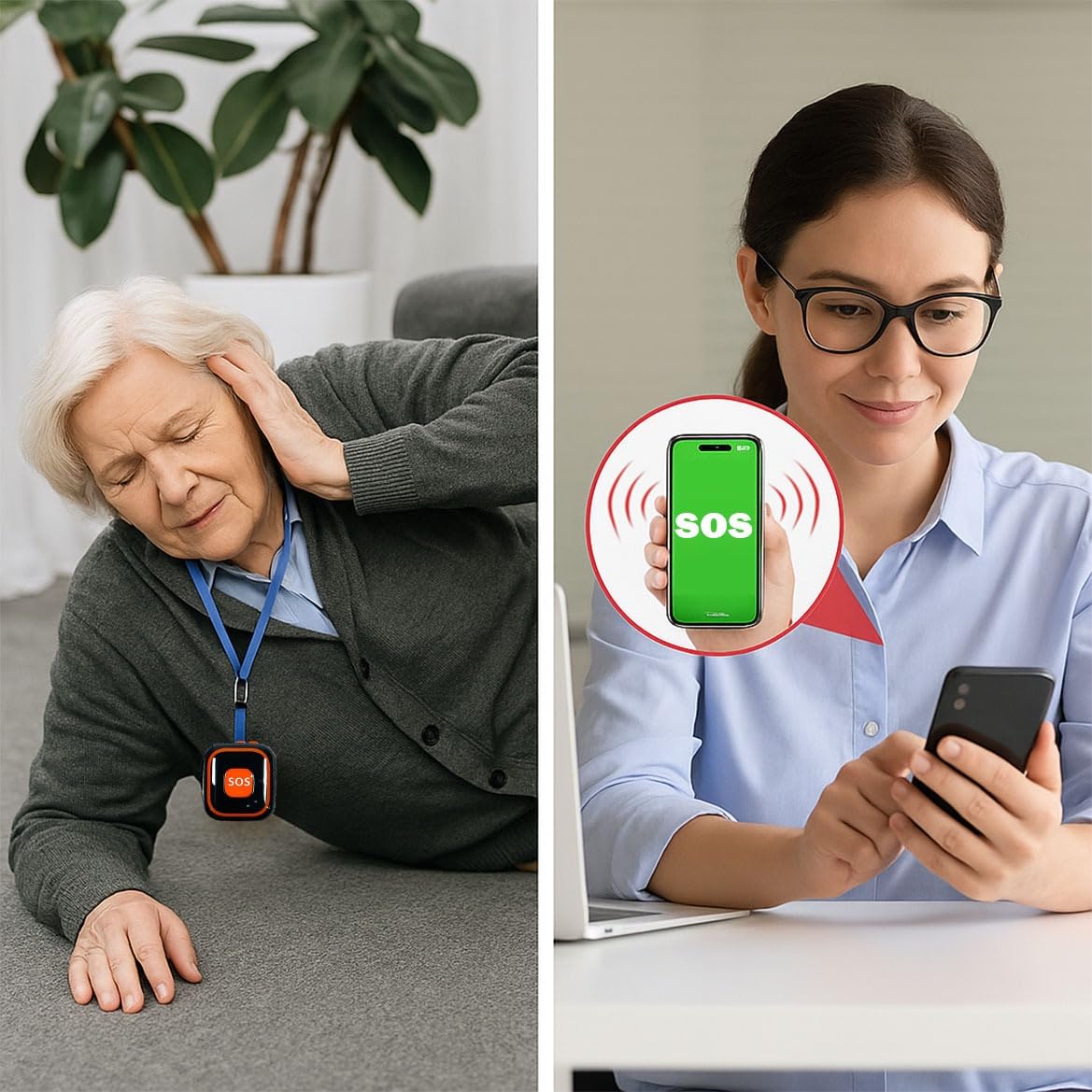 Localisateur de sauvetage SOS GPS Tracker pour personnes âgées et enfants - Appel d'urgence avec bouton - Alarme anti-perte et chute - Surveillance en temps réel (V50)