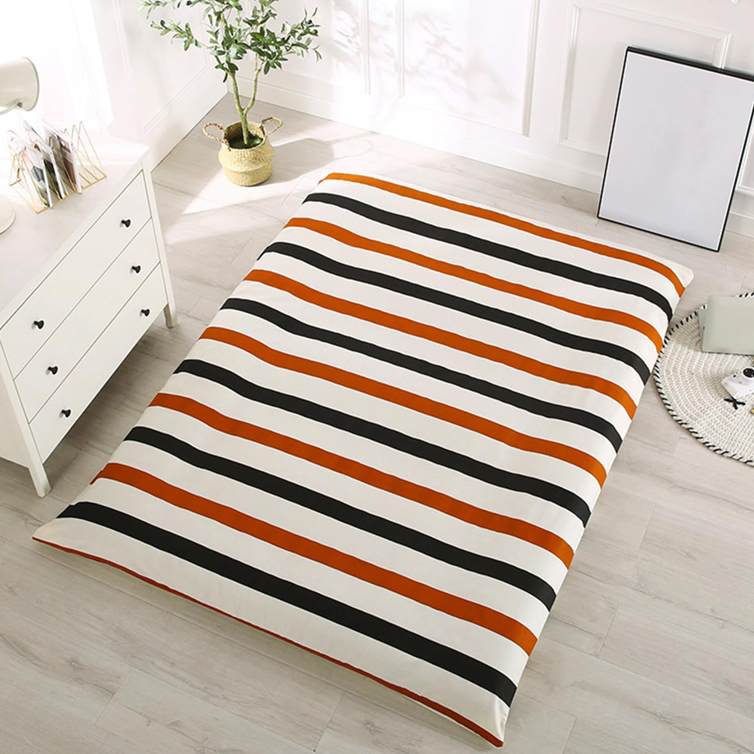 LDLCYCN ,D,120x200cm/47 * 79in, Cotton Futon Mattress Cover Zippered Traditional Japanese Floor Mat Cover
