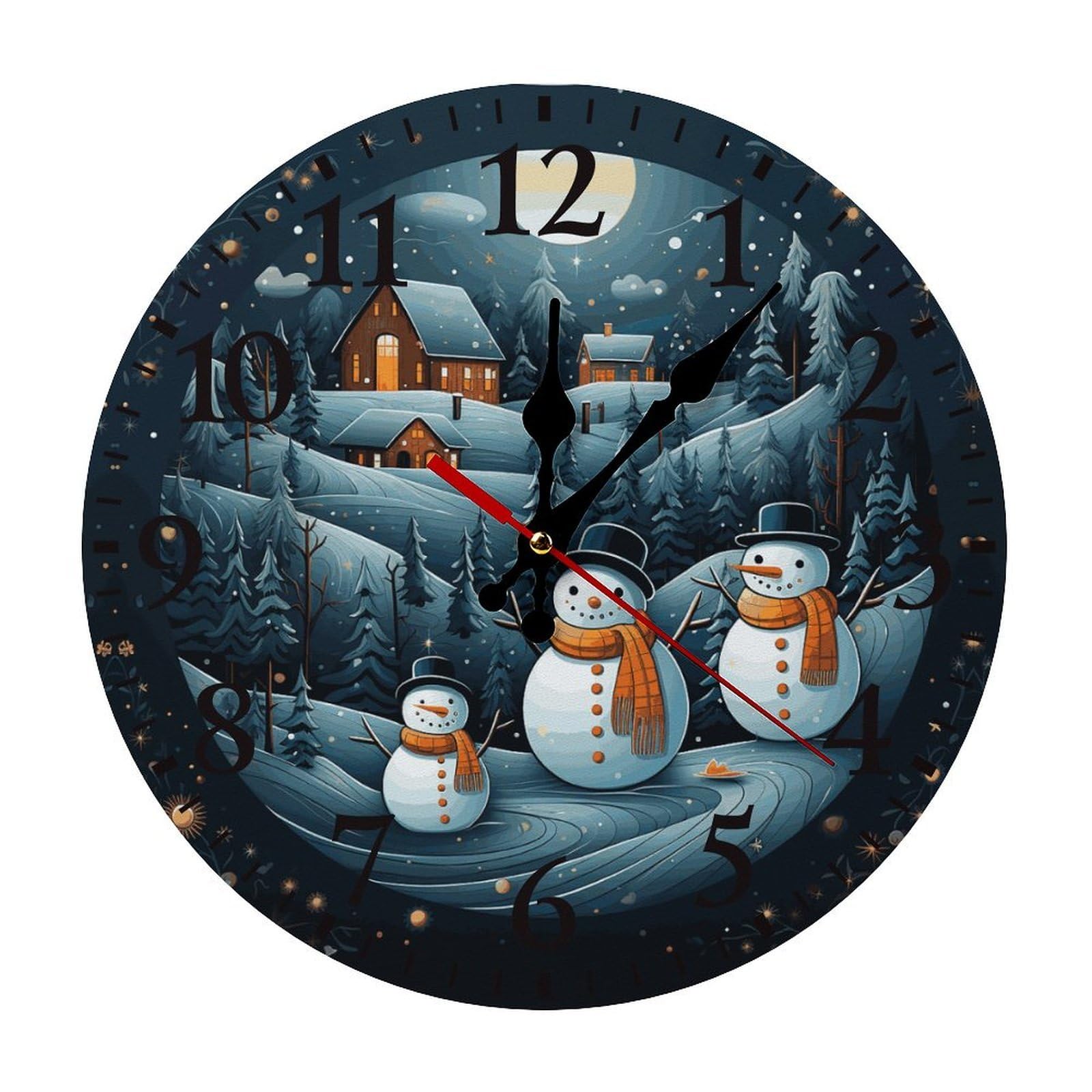 NTVOWPZO 10 Inch Wall Clock Christmas Santa Penguin Battery Operated Wall Clocks Silent Non-Ticking Round Wall Clock for Living Room Kitchen Home Office Wall Decorative Clock
