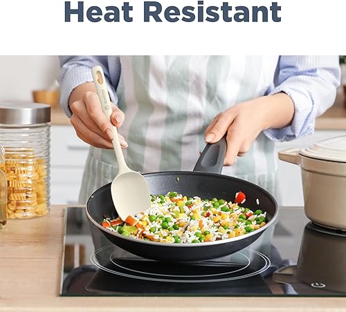 Vista 131 de Juego de 4 espátulas de silicona, espátulas de goma de grado alimenticio, con mango fuerte y agarre ergonómico, resistentes al calor para utensilios