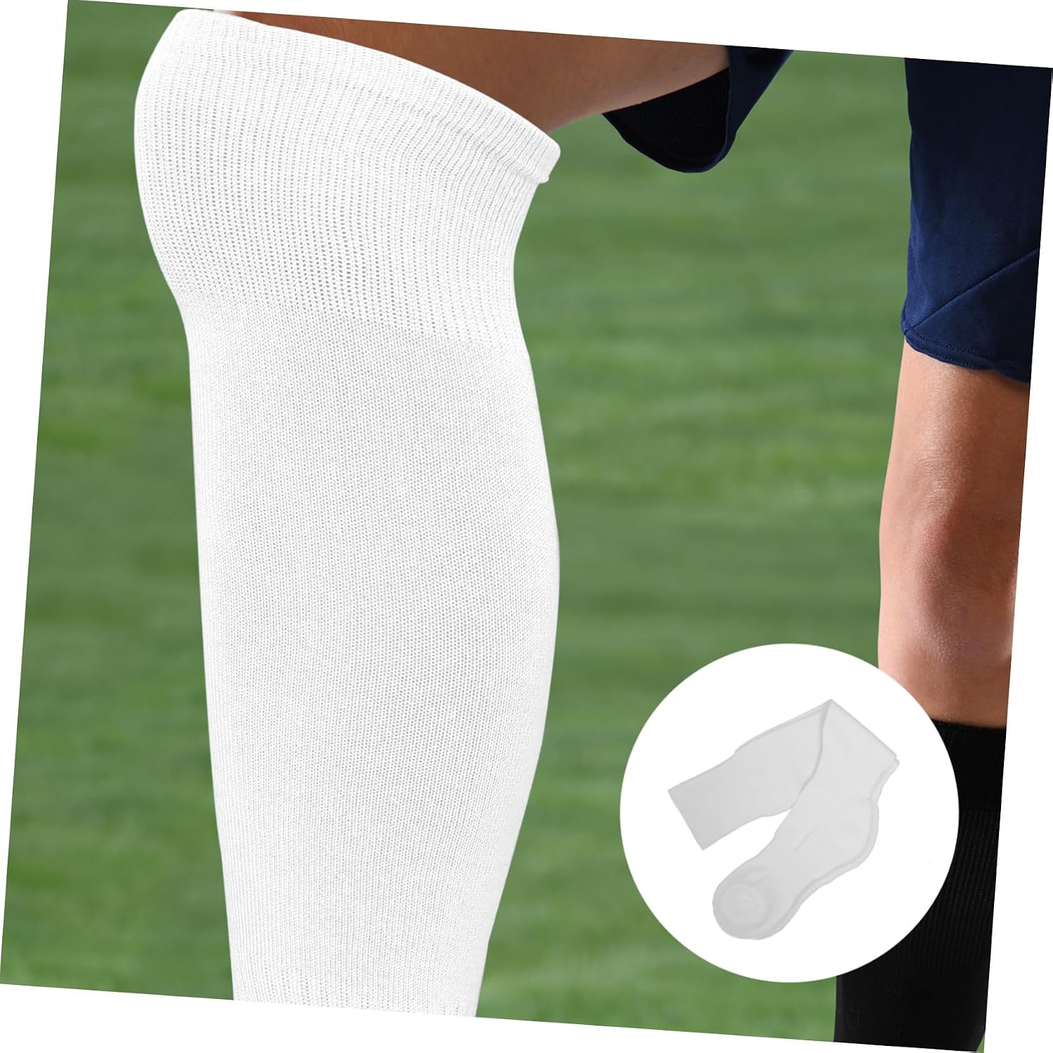 KOMBIUDA Elastic Soccer Socks Adult Soccer Stockings White Football Socks Grip for Athletic Activities