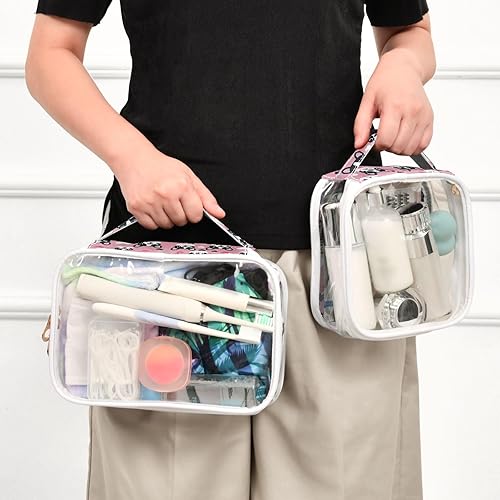 Miniatura 6 de Kawaii Boston Dog Black Hearts Clear Toiletry Bag for Traveling,2 Pack Makeup Cosmetic Bag with Zipper,Travel Bag for Toiletries,Travel Essentials