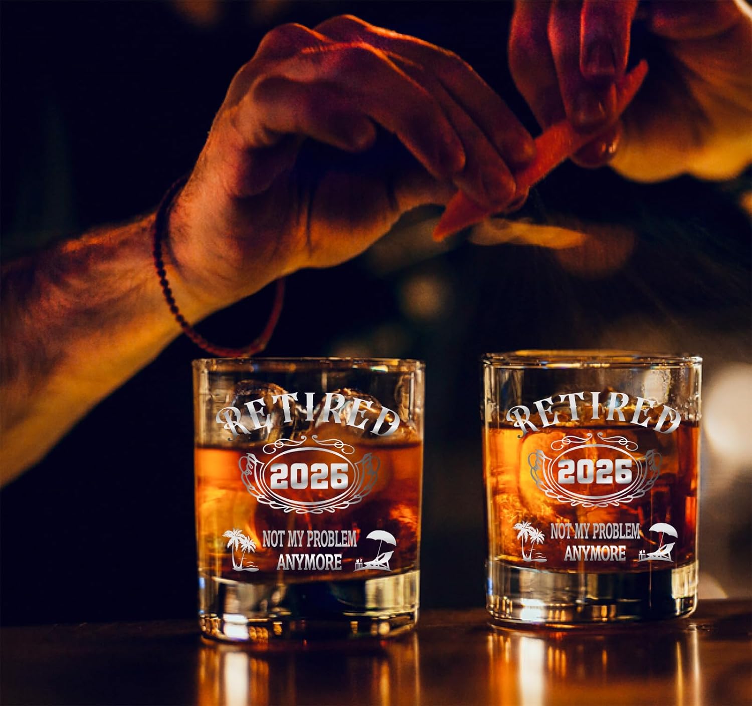 Retirement Gifts for Woman Men 2026 - Retired 2026 Not My Problem Anymore - Boss, Office, Coworkers Women/Men, Friends & Family, Farewell Gift Personalized Retirement Whiskey Glass -6 - Image 3