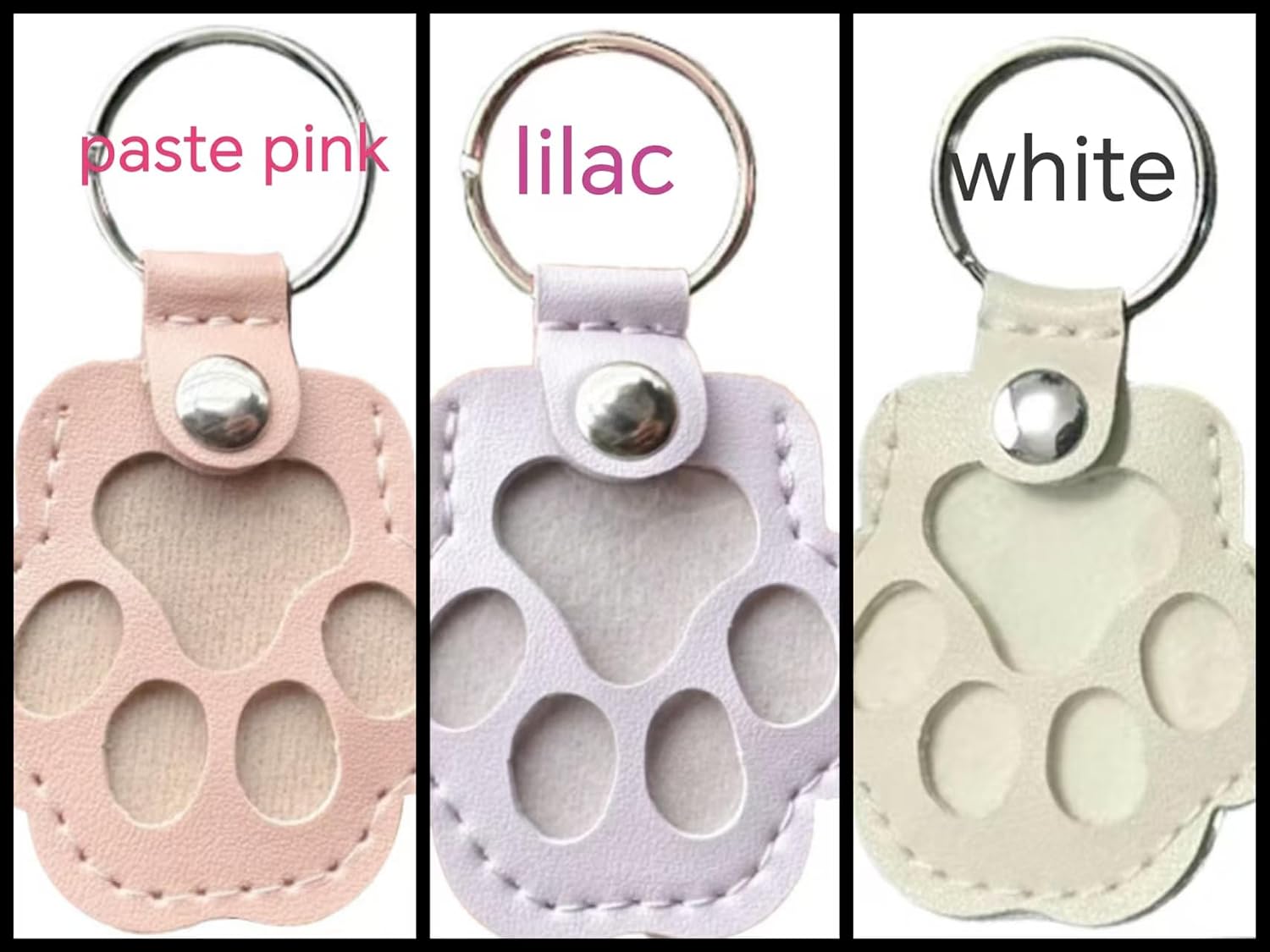 Pet Guardian Decorated Pawprint Leather Keychain, a multi-functional pet hair storage accessory. Available in three color combinations. image 2