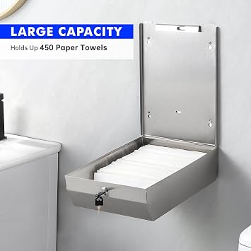 Gorlary Kağıt Havlu Dağıtıcı Duvara Monte Ticari c-fold/Çok Katlanabilir/Üç Katlı, Dokunmasız El Havlusu Dispenseri Kilitli