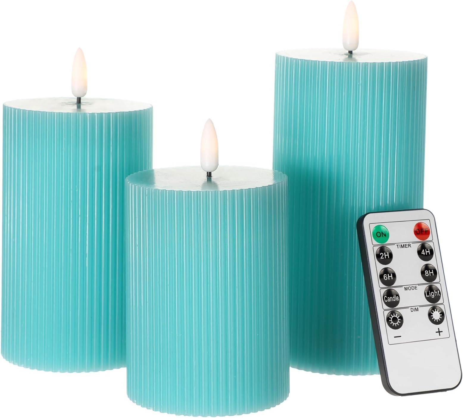 ANGELLOONG Electric Candles Battery Operated Real Wax Flickering Flameless Candles with Remote Control Fake LED Pillar Timer Candles for Home Party Decoration Green