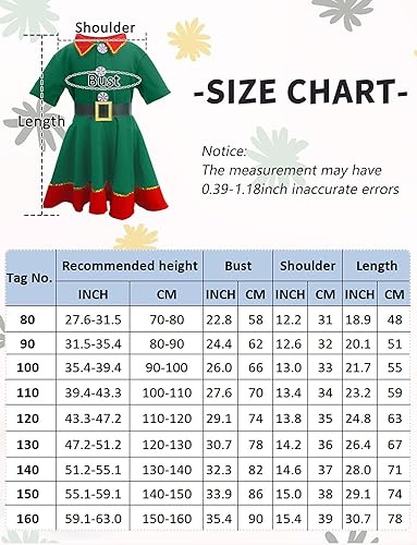 Miniatura 6 de Happy Cherry Disfraz de elfo de Navidad, conjunto de 4 piezas de traje de cosplay rojo y verde de Navidad de 1 a 13 años