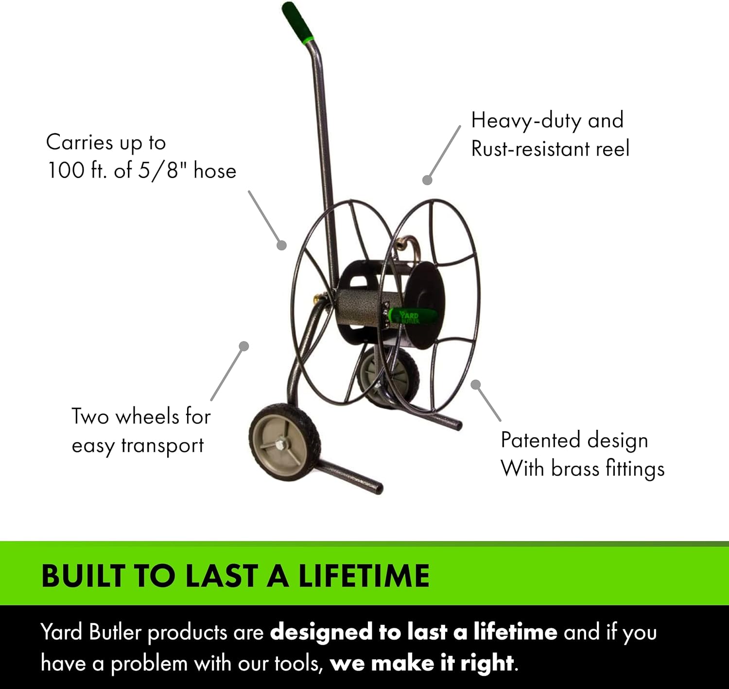 Yard Butler Compact Garden Hose Truck & Plant-Saving Hose Guide Bundle - Heavy-Duty Powder Coated Steel Storage & Routing Support - Outdoor Watering Accessory for Lawn & Garden Use