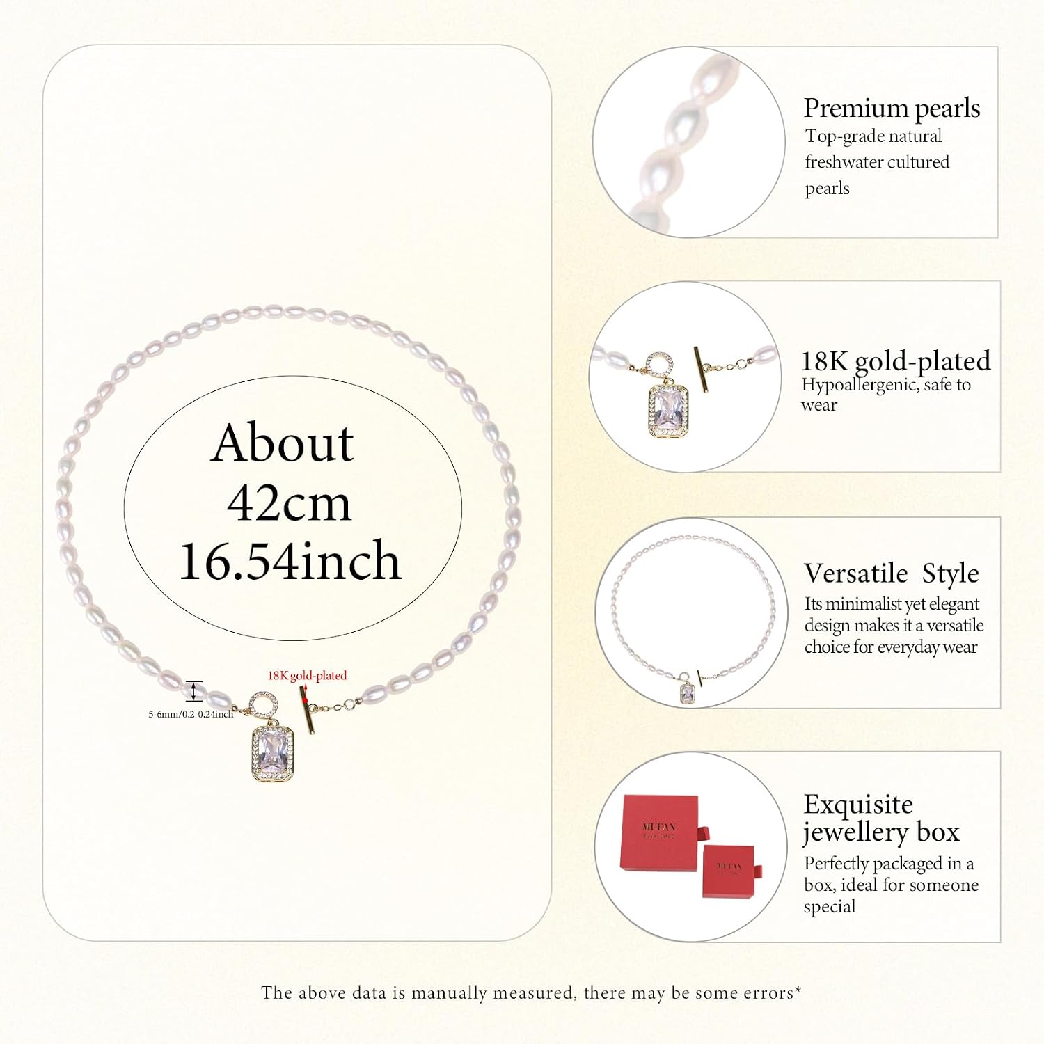 AAA+ Grade Elegant Pearl Necklace for Women, Sterling Silver/18K Gold Plated, Multiple Styles Available, Ideal for Mother's Day, Valentine's Day, Anniversaries, and Birthdays