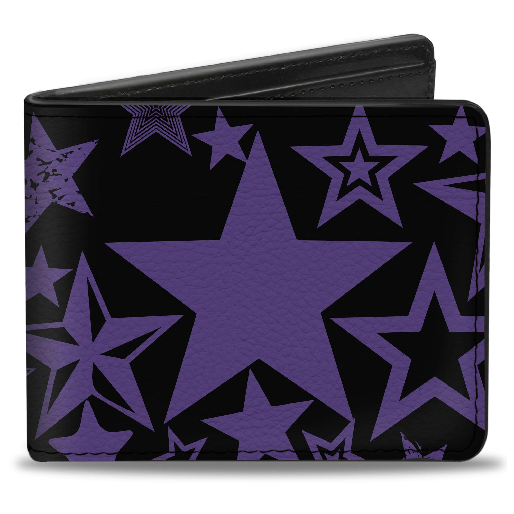 Buckle-Down Men's Standard Wallet, Bifold, Stargazer Black Purple, Vegan Leather, Stars, 4.0