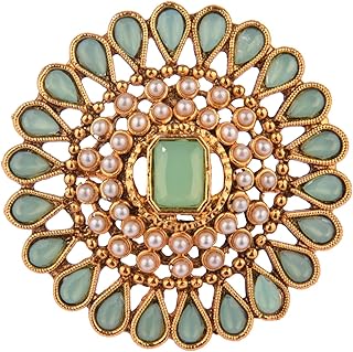 Indian Jewelry Rings for Women Antique Round Faux Pearl Crystal Bollywood Adjustable Big Finger Ring Fashion Party Statement Jewelry for Women