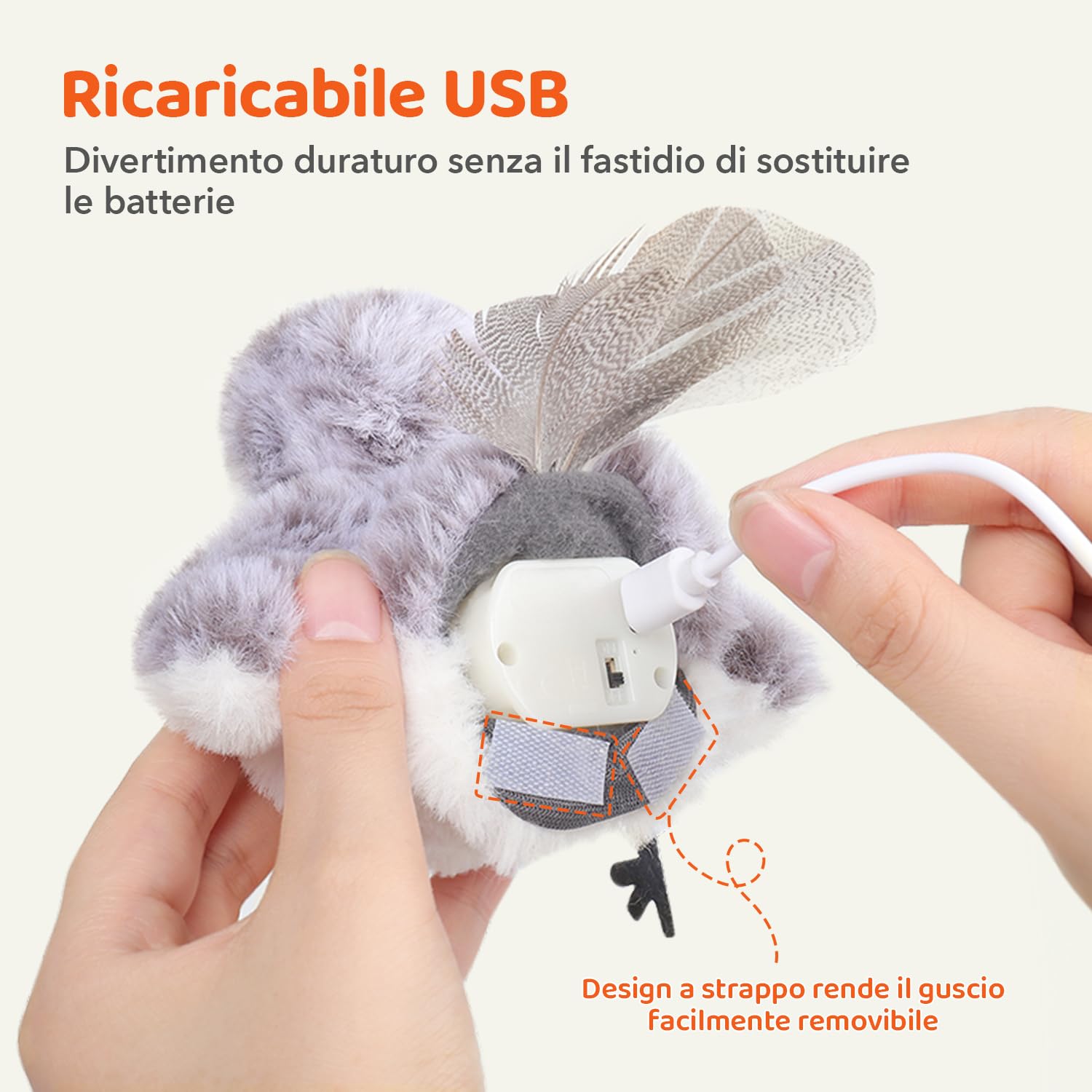 Potaroma - Giocattoli per gatti, uccelli ricaricabili, giocattoli realistici, giocattoli di peluche attivati al tatto, giocattoli interattivi di peluche, alette battenti, catnip kicker 4.0»