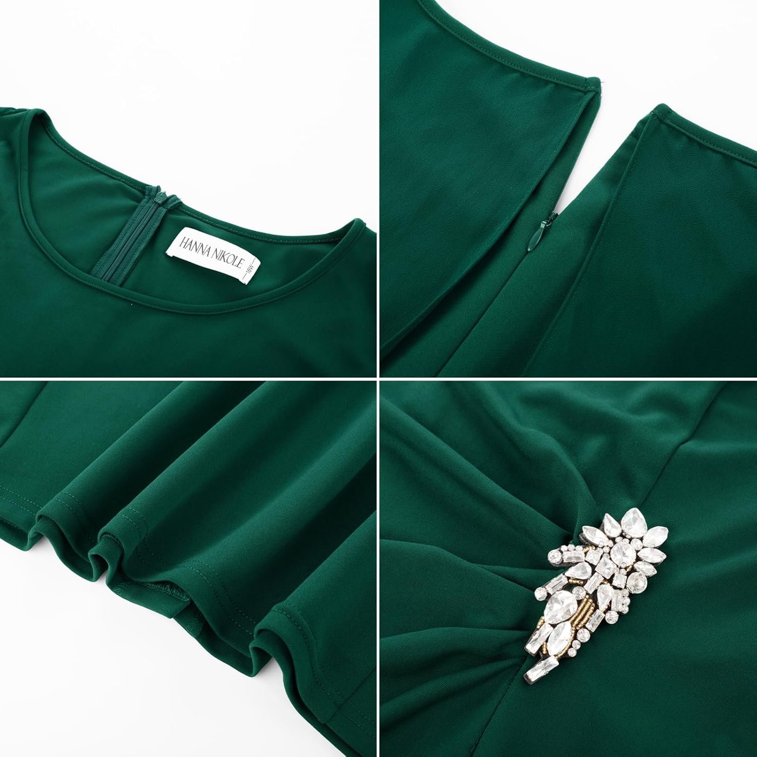 Hanna Nikole Womens Plus Size Chiffon Cape Dress Crew Neck Wedding Guest Dresses Ruched Bodycon Cocktail Pencil Dress - Image 5