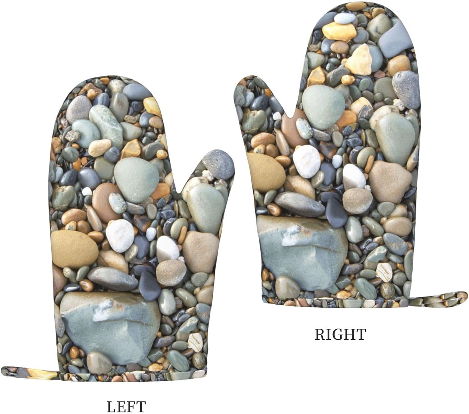 Pretty Stones Oven Mitts and Pot Holders Set of 4 Heat Resistant Kitchen Gloves with Silicone Palm Hot Pads for Baking Cooking Grilling BBQ