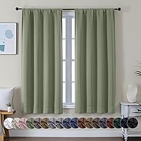 Simplebrand Ava Sage Green Blackout Curtains 2 Panels 40x63 Inch - Thermal Insulated Energy Saving Rod Pocket Drapes for Bedroom Privacy