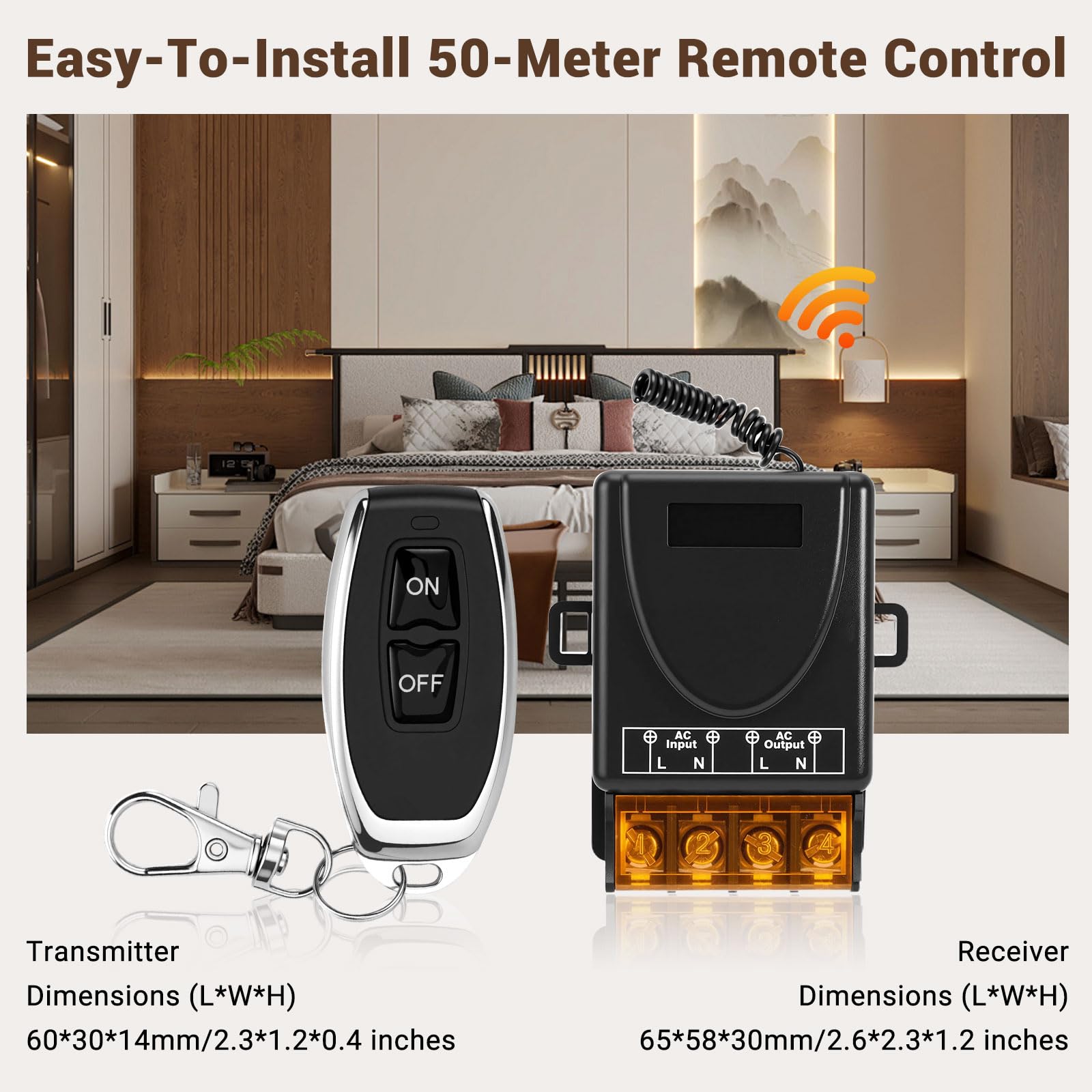 Interruttore telecomando radio AC 220 V 230 V 30 A relè ricevitore con 2 trasmettitori, controllo radio RF per luce, pompa dell'acqua, elettrodomestici, irrigazione agricola e dispositivi elettrici