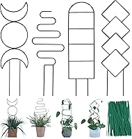 WellSign 16 Inch Metal Plant Trellis 4 Pack - Indoor Outdoor Climbing Vine Ivy Support with Unique Geometric Patterns