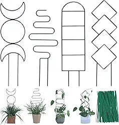 Treliça de Plantas de Interior para Plantas Trepadeiras, Treliça de Metal de Jardim Pequeno de 16" para Vasos de Plantas Ao Ar Livre com Padrões Diferentes para Suporte de Plantas de Flores D