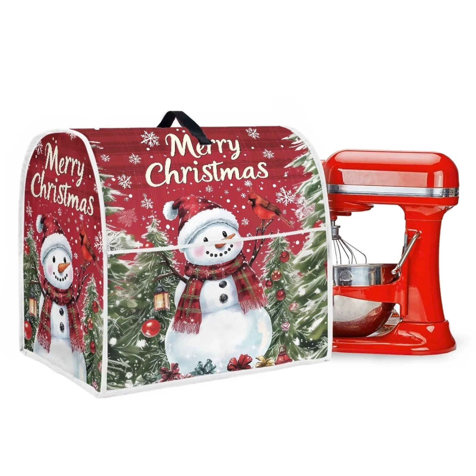 Uorisanigo Christmas Snowman Kitchen Aid Mixer Covers for Stand Mixer 4.5-5 qt Christmas Pattern Dust Covers for Kitchen Small Appliance Fabric Protection Decor Covers with Pockets Handle