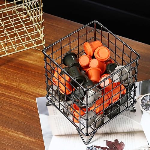 Miniatura 7 de Cestas de cápsulas de café  Cesta de almacenamiento de cápsulas de café de metal de gran capacidad  Decoración moderna de cesta de café para