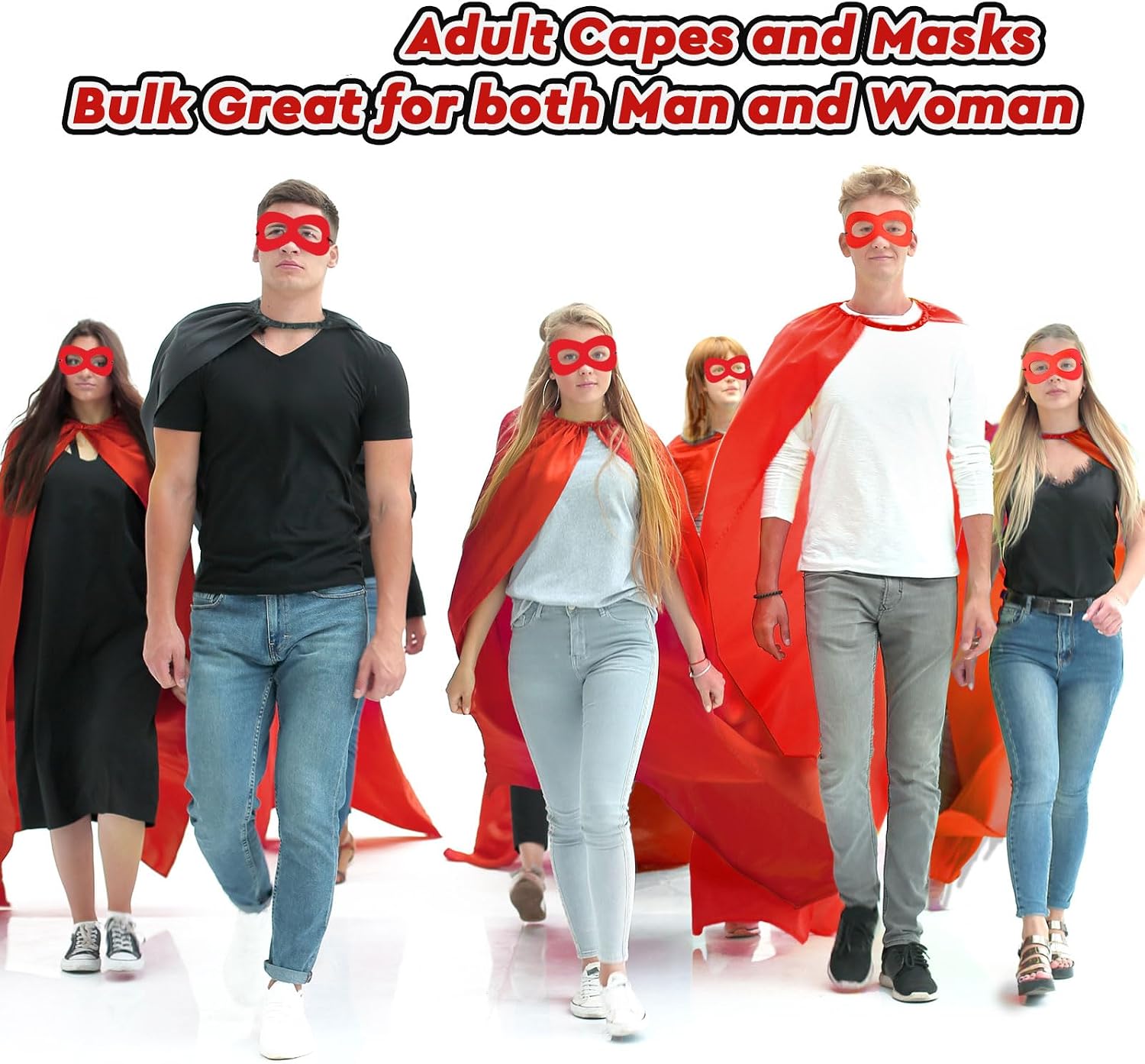 Leyndo Heroic Party Capes Masks for Adults Women Men Party Capes for Team Spirit Building Group Costume
