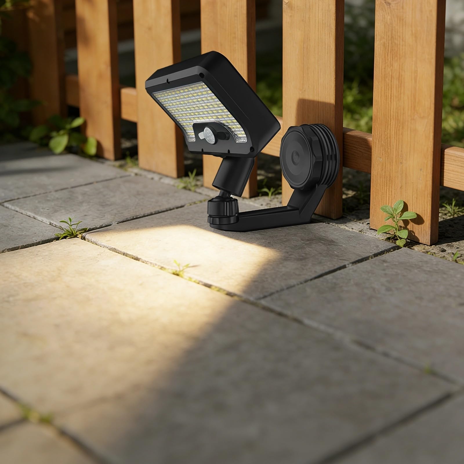 Lampy solarne z czujnikiem ruchu na zewnątrz, 2 szt. z 92 diodami LED, szeroki kąt, mocna podstawa mocująca, białe światło, 3 tryby, ładowanie micro USB