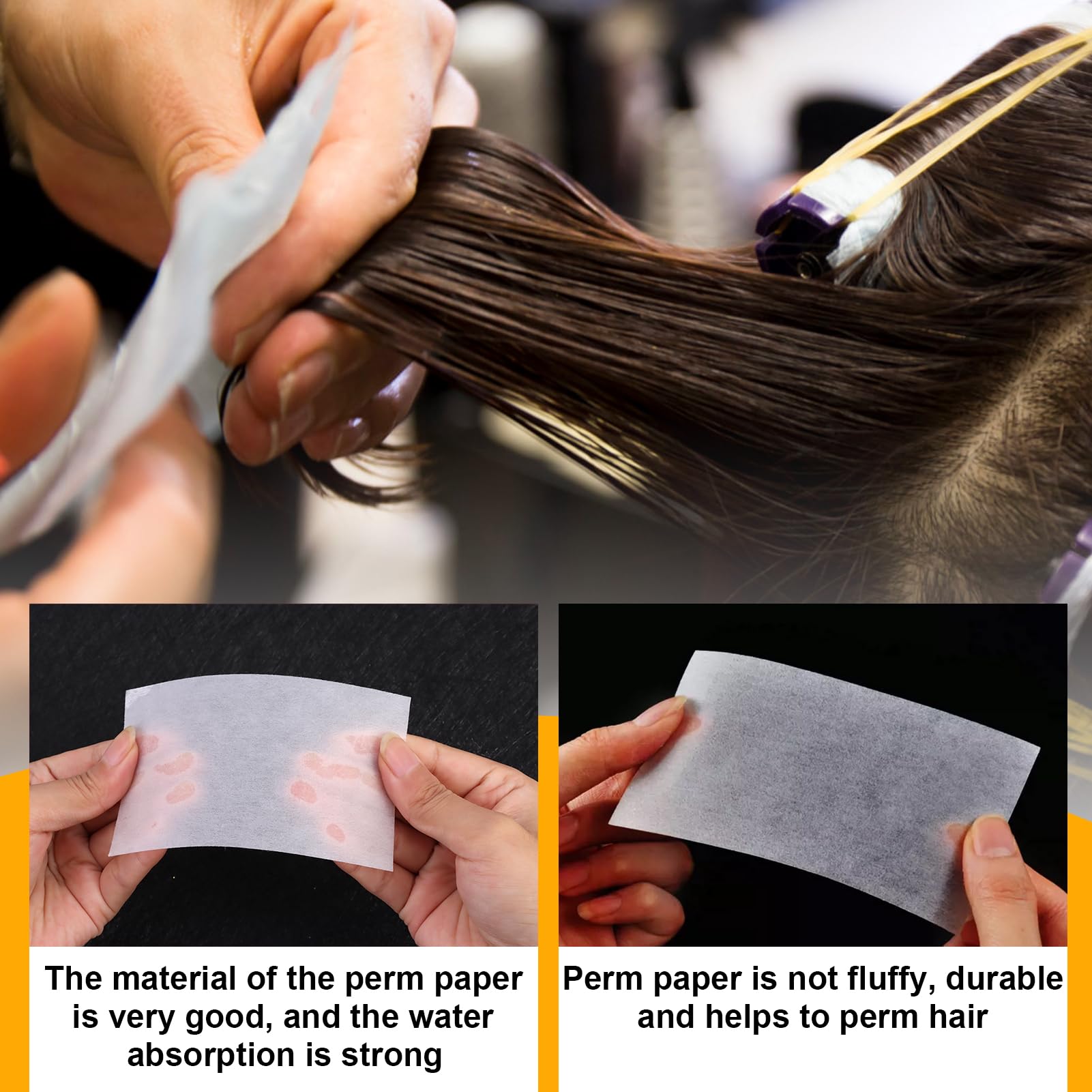 Papel Desechable para Permanente de Cabello de Salón, Papel para Permanente de Cabello Profesional, Papel Resistente a Alta Temperatura, Accesorio Esencial, 11cm x 6.5cm, Paquete de 90