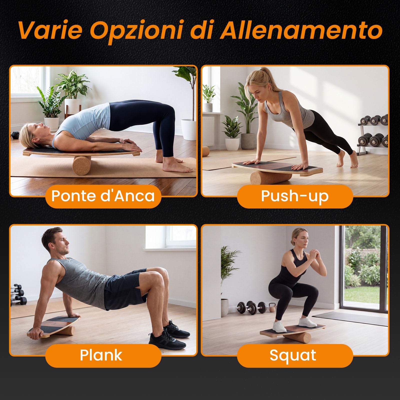 GYMAX Tavoletta Propriocettiva in Legno, Balance Board con Rullo, Tavola di Equilibrio in Legno, Antiscivolo, Sicuro, per Allenamento di Surf e Skateboard, Forza di Core e Muscoli, Marrone