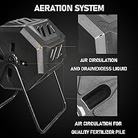 Vista 5 de Hourleey Contenedor de Compostaje Giratorio para Exteriores, Contenedor de Compostaje Giratorio de Doble Cámara de 43 Galones con Puertas