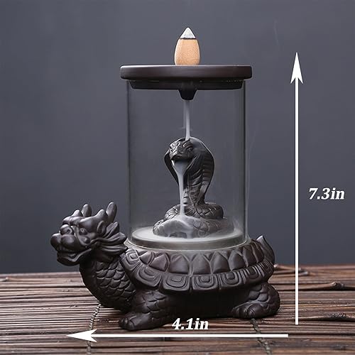 Miniatura 4 de Inense Burner - Cascada para incienso, soporte de incienso con luz LED y cubierta acrílica resistente al viento, con 20 conos de incienso de