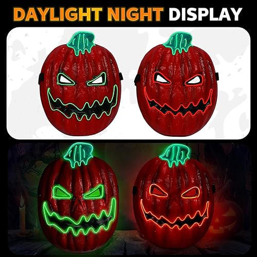 Miniatura 7 de Liliful 2 máscaras de calabaza de Halloween, máscara de miedo para Halloween, festival, cosplay, fiesta, decoración, disfraz