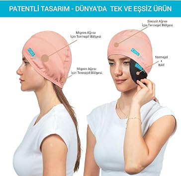Migren Başlığı, Baş Ağrısı için Jel Soğuk Kompres, Migren Bandı, Gerginlik, Sinüs Ağrısı, Şişmiş Gözler, Stres Azaltma, Kafa Yaralanma ve Travma için Soğutma Başlığı (Somon)
